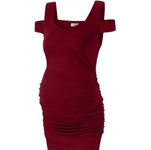 Maternity dress solid color ruched knee length